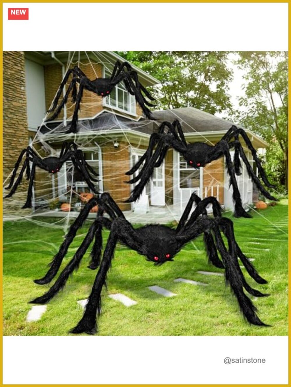 4 Pcs Halloween Spider Outdoor Decorations Set Hairy Scary Giant